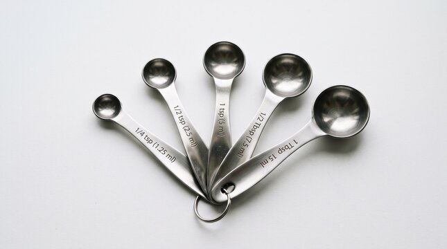 Set of metal measuring spoons