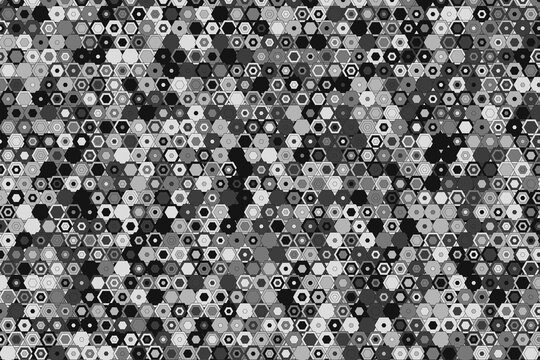 Abstract monochrome hexagon pattern background