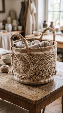 Woven rope basket
