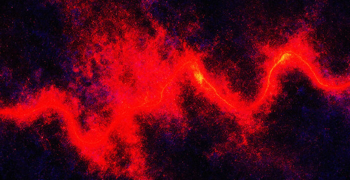 Abstract Red and Black Cosmic Nebula with Star Dust