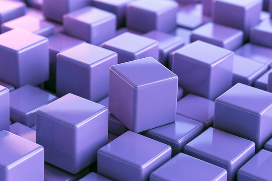 Abstract Geometric Cubes Background in Purple Tones with Soft Light
