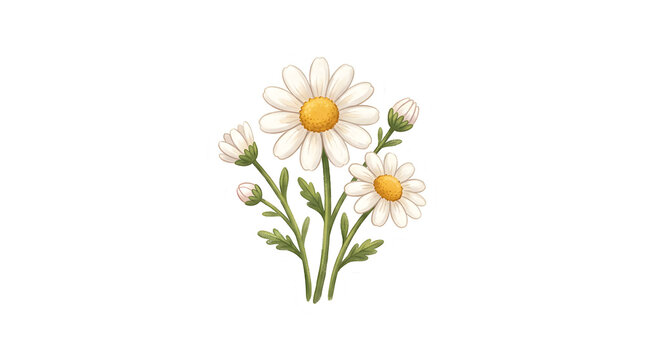 white daisies on green stems with yellow centers