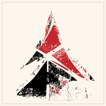 Grunge stencil arrowhead peak splintered into jagged, like a broken summit or tipped spearhead in distressed red and black ink. Speckled, edgy street art energy on transparent background.