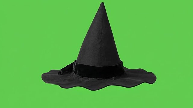 Black witch hats grid on chroma key green screen