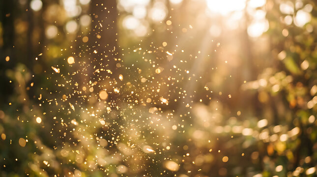 Golden sparkles shining in sunlight
