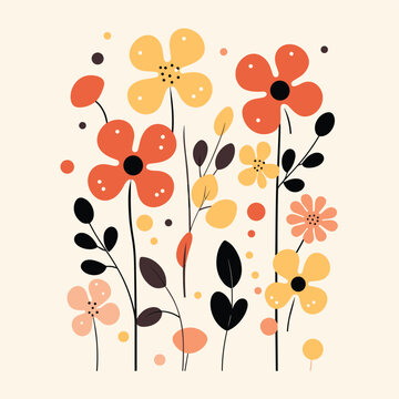 Colorful Minimalist Floral isolated