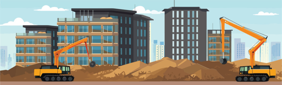 Vector building site wide illustration