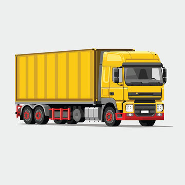 Yellow cargo track vector isolated