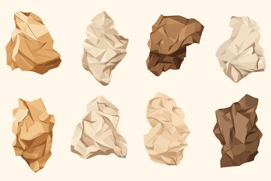 Crumpled old paper parchment isolated