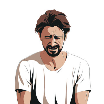 Crying man isolated