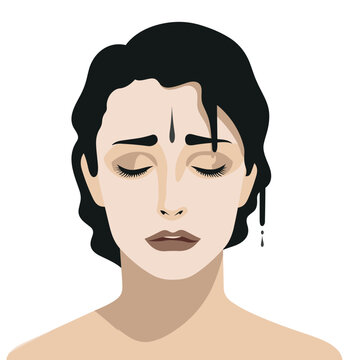 Crying woman isolated