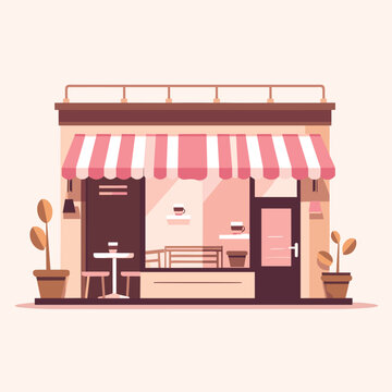 Coffee shop exterior isolated