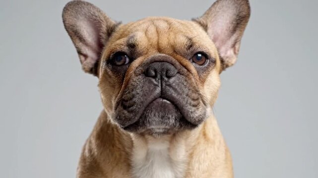 French Bulldog Face Chewing and Licking Mouth