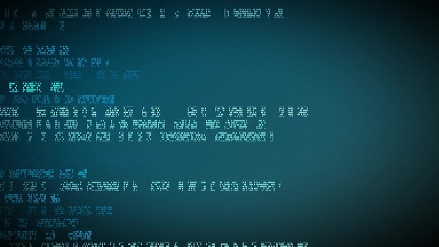 Digital Code Scrolling on Blue Screen in Seamless Loop for Cyber Security and Technology Concept