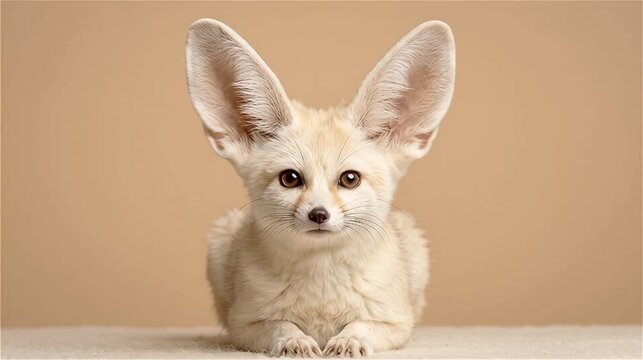 Cute Fennec Fox with Large Ears Studio Portrait