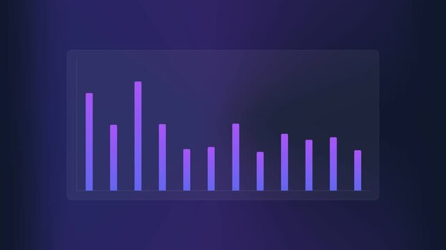 Abstract digital bar chart with gradient on dark background