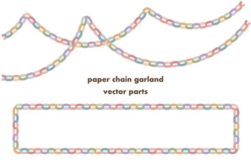 Earth Color Paper Chain Garland and Frame Vector Parts Set｜アースカラーの輪つなぎガーランドとフレームのベクターパーツセット © tonami