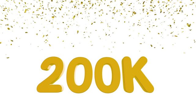 200K Celebration party confetti falling on ground floor against black background. multicolored confetti rain on alpha Chanel.