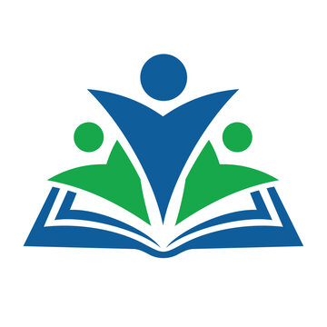 People with book graphic ideas for education school education academy vector logo 