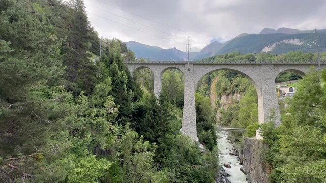 Grengiols Viaduct Matterhorn Gotthard Railway or Grangjer Viaduct over the Rhone River, Switzerland - Grengiols Viadukt Matterhorn Gotthard Bahn oder Gr&auml;ngjer Viadukt &uuml;ber die Rh&ocirc;ne Fluss, Schweiz