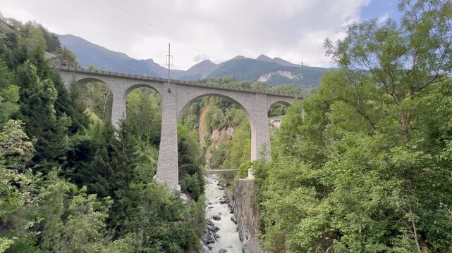 Grengiols Viaduct Matterhorn Gotthard Railway or Grangjer Viaduct over the Rhone River, Switzerland - Grengiols Viadukt Matterhorn Gotthard Bahn oder Gr&auml;ngjer Viadukt &uuml;ber die Rh&ocirc;ne Fluss, Schweiz