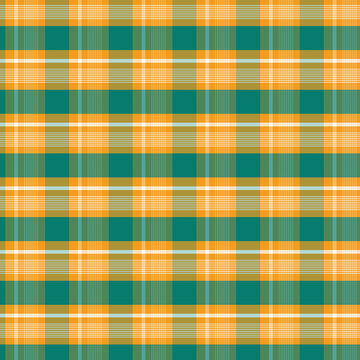 Orange and Teal Plaid Seamless Pattern
