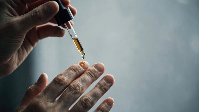 Precision application of serum or oil drop on skin