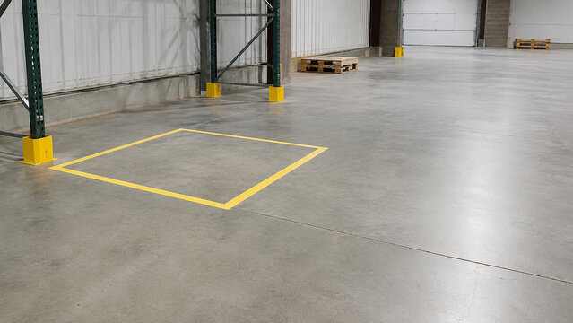 Empty Pallet Position in Marked Warehouse Staging Area
