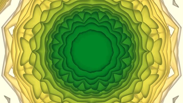 A mesmerizing three-dimensional layered floral pattern that spirals outward from a central circular design