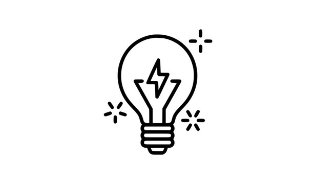 Creative light bulb outline icon with spark for ideas innovation and inspiration