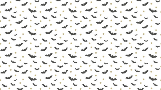 Seamless Pattern of Small Bats and Stars