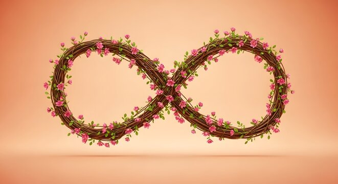 Mothers day infinity wreath with flowers and leaves for mom