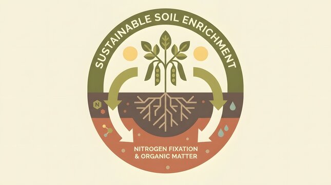 Sustainable Soil Enrichment Diagram Showing Organic Matter and Nitrogen Fixation