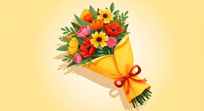 Happy mothers day bouquet of colorful flowers for mom