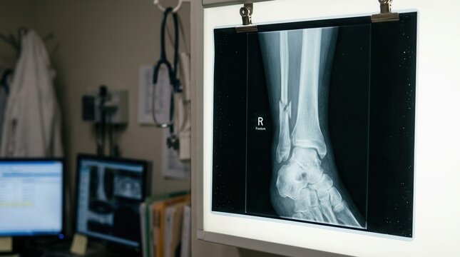 Radiograph Revealing Tibia Fibula Bone Fracture On Light Box