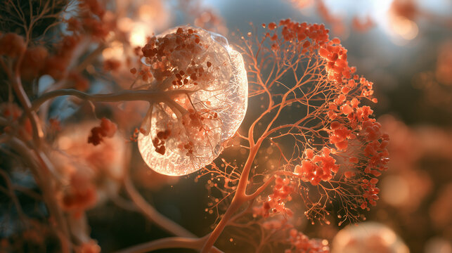 Diabetic Kidney Disease at Microscopic Scale - Enlarged Glomerulus Medical Illustration