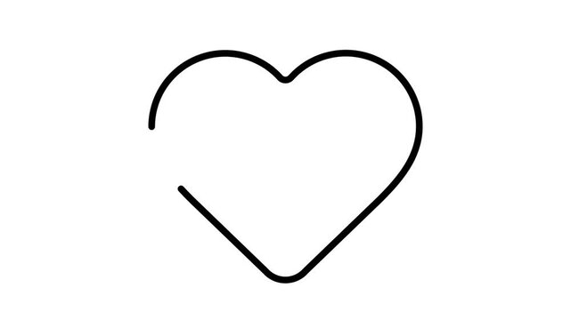 A simple black outline drawing of a heart shape on a plain white background, symbolizing love and affection.
