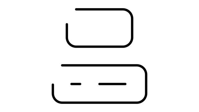 Minimalist line art icon depicting a stylized computer monitor or laptop with a screen and keyboard base, on a white background.