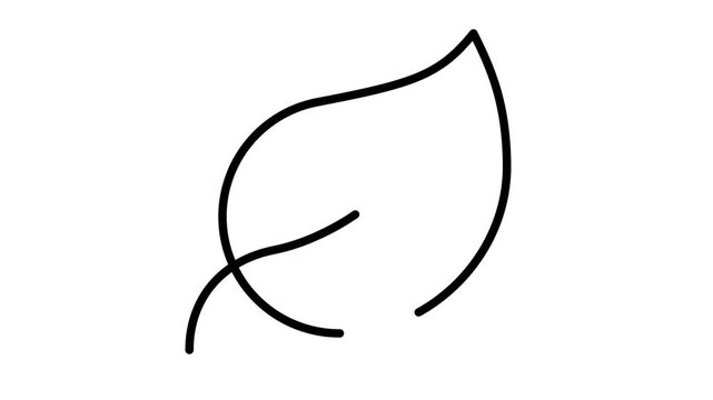 Simple black outline drawing of a single leaf with a stem.