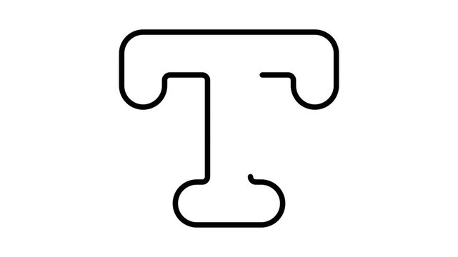 Minimalist black outline of the uppercase letter T with rounded corners on a clean white background, representing typography or an initial.