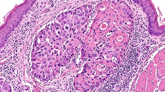 Microscopic View Of Squamous Cell Carcinoma Pathological Tissue Sample