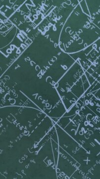 Animation of mathematics formulas on green background