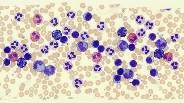 Microscopic View Of Blood Cells In A Laboratory Setting