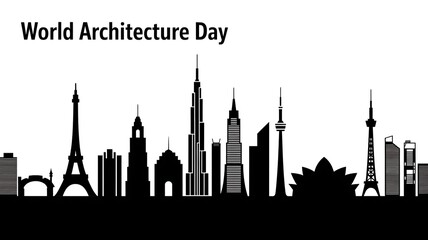 Fototapeta premium Minimalist City Skyline Silhouette Graphic Design for Global Urban Architectural Celebration