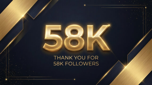 58K Followers Thank You Celebration Banner With Gold Luxury Milestone Social Media Graphic