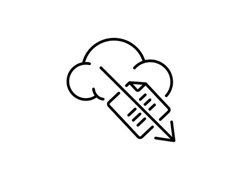 Simple cloud upload icon with arrow and document