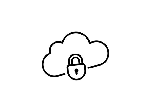 Secure cloud icon with lock symbol inside