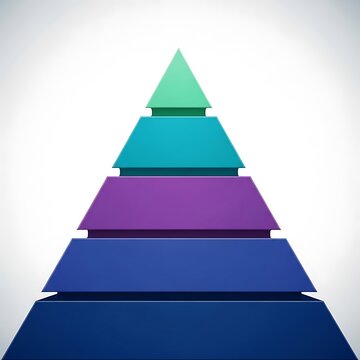 Fivelevel layered pyramid infographic isolated on white background