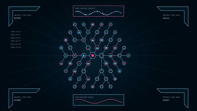 Quantum encryption node growth visualized as a procedural digital network interface expansion showing complex data patterns within a dark monochromatic screen for advanced computing systems analysis