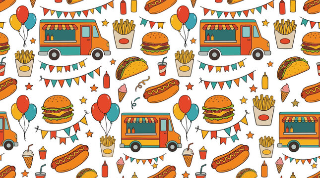 Mobile Food Truck Festival Pattern